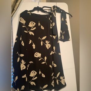 Skirt Maxi Black Brige SZ 10 lined back zipper abstract flowers matching scarf